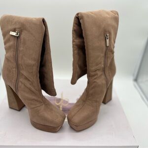 JESSICA SIMPSON Womens Beige 1" Platform Daniyah Heeled Boots 7.5 M